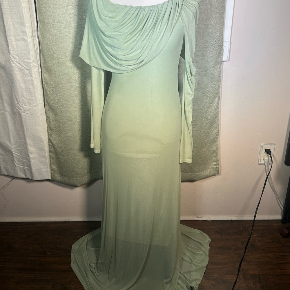 ASOS Sage Green Draped Evening Dress
